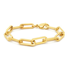 Jewelco London 14k Gold-Plated Stainless Steel Chain Bracelet 8" 20cm - STB0006GP