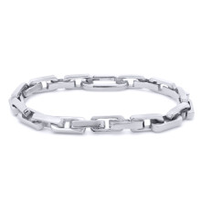 Jewelco London White Stainless Steel Chain Bracelet 8" 20cm - STB0002