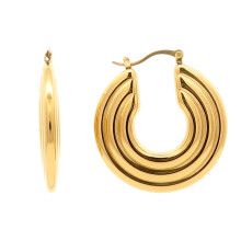 Jewelco London 14k Gold-Plated Stainless Steel Creole Earrings - STE0004GP