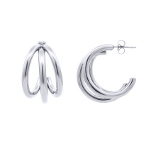 Jewelco London White Stainless Steel Drop Earrings - STE0003