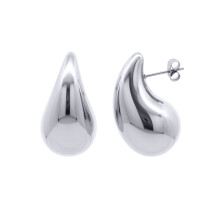 Jewelco London White Stainless Steel Drop Earrings - STE0002