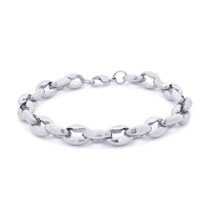 Jewelco London White Stainless Steel Chain Bracelet 8" 20cm - STB0007