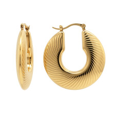 Jewelco London 14k Gold-Plated Stainless Steel Creole Earrings - STE0008GP