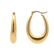 Jewelco London 14k Gold-Plated Stainless Steel Creole Earrings - STE0012GP