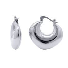 Jewelco London White Stainless Steel Creole Earrings - STE0014