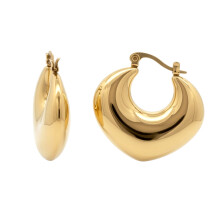 Jewelco London 14k Gold-Plated Stainless Steel Creole Earrings - STE0014GP
