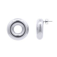 Jewelco London White Stainless Steel Drop Earrings - STE0010