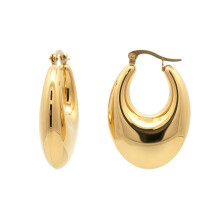 Jewelco London 14k Gold-Plated Stainless Steel Creole Earrings - STE0013GP