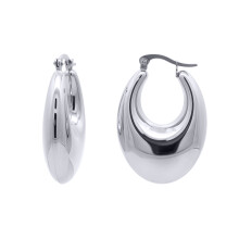 Jewelco London White Stainless Steel Creole Earrings - STE0013