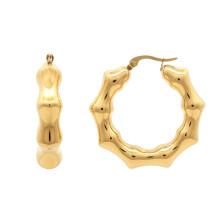 Jewelco London 14k Gold-Plated Stainless Steel Creole Earrings - STE0006GP