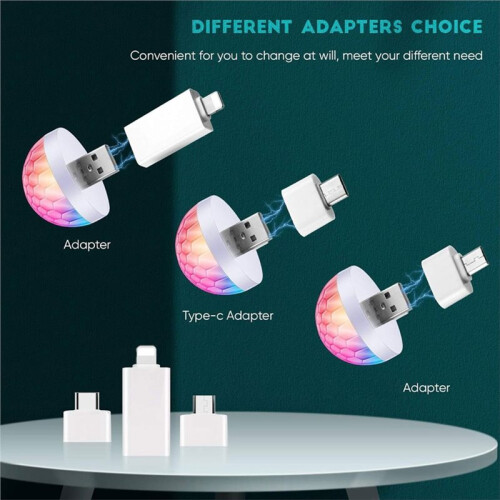 12Pcs USB Disco  Lights DJ  USB Magic Strobe Light LED Atmosphere Party Light Disco Stage Lights with 36 Adapter 2