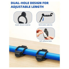Kabelclips, Verstelbare Kabelmanagementclips, Wandorganizer, Kabelhouder voor Thuis, Bureau, Tv, Laptop, Telefoon, USB