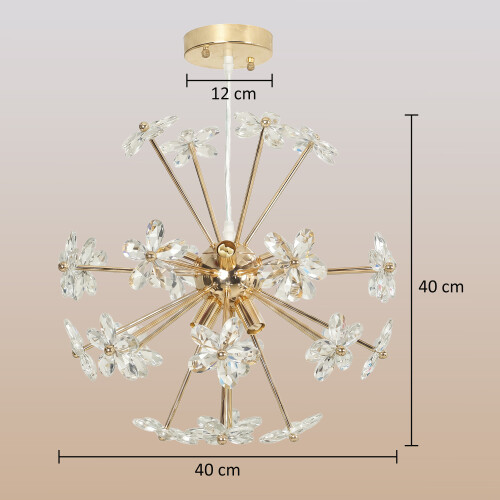 Homcom HOMCOM Crystal Chandeliers Ceiling Light with Flower, Pendant Light, Clear 2
