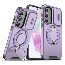 (Purple / Galaxy S21) Case For Samsung Galaxy S26 S25 S24 S23 S22 S21 Camera Protect Magnetic holder Armor Cover