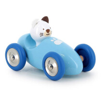Carro de madeira "Boizoos" - Mariette a gatinha - Azul - L 16 x l 10 x H 11 cm