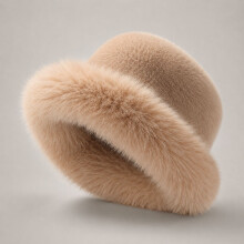 Luxury Fluffy Faux Fur Bucket Hat for Women – Soft Plush Winter Hat | Elegant Wide Brim Cold Weather Accessory | One Size Fits Most