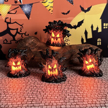 Halloween Resin Tree Spirit LED Figurine | Spooky Glowing Tree Man Decoration | Creative Holiday Gift & Party Tabletop Ornament