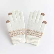 Unisex gebreide winterhandschoenen met touchscreen-vingers – Warme fleecevoering met Fair Isle-patroon | Winddicht en elasti