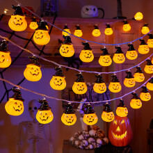Halloween Classic Pumpkin Face LED String Lights | 3M 20 LEDs Warm Glow Decor Lights | Indoor Outdoor Party Supplies & Creative Gift