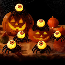 6pcs Halloween Decorations Spider Eyeballs Candle Led Lights,Halloween Candle Decorations Lights,Battery Operated Flameless C
