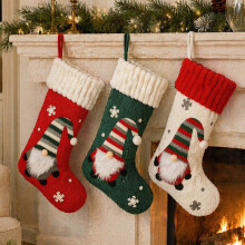 Calcetines navideños de gnomos 3D: adorables calcetines de regalo con forma de caramelo, puño esponjoso y copos de nieve | De