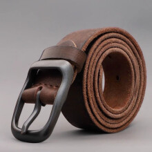 Men's Genuine Leather Belt with Pin Buckle – Vintage Brown Cowhide Belt for Jeans | Minimalist & Durable | 110cm | Perfect Christmas &