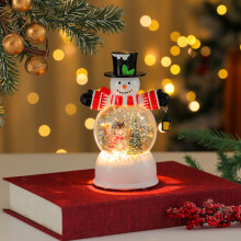 Snowman LED Night Light | Lighted Musical Tabletop Ornament | Christmas Desk & Mantel Decor | Creative Holiday Gift (11x8x17cm)