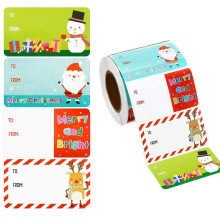 1000 Pcs Christmas Gift Tag Stickers – 4 Cute Designs Self-Adhesive Labels (Santa, Snowman, Reindeer), Name Tags for DIY Gift Wrapping