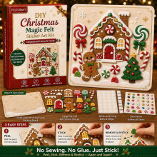 Kit de manualidades navideñas mágicas con pegatinas de fieltro para hacer tú mismo – Tema de regalos | Manualidad reutilizab