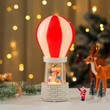 Globo aerostático con luz nocturna | Escena iluminada de Papá Noel y muñeco de nieve | Adorno navideño de mesa y lámpara de a