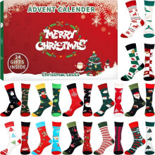 Christmas Stocking Advent Calendar 24 Days Countdown Cotton Socks For Adults Different Pattern Advent Box Socks