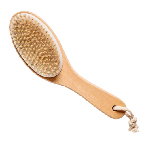 Cepillo corporal de cerdas naturales de jabalí con mango de madera contorneado. 1