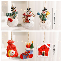 Ensemble de 6 décorations de Noël : bonhomme de neige et chaussette – Idéal pour remplir les chaussettes de Noël, décoration