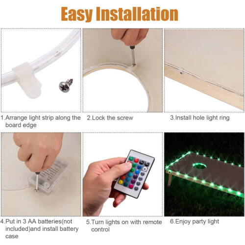 Guirlande lumineuse LED 16 couleurs pour sacs de sable, télécommande, éclairage de contour, éclairage pour jeu de lancer de s 2