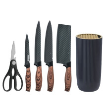 Bloc de couteaux de cuisine, ensemble de 6 couteaux de chef Ă lames tranchantes, bloc de couteaux en acier inoxydable antiadh
