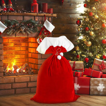 Grand sac de Noël géant rouge, idéal pour emballer cadeaux et jouets, parfait pour les fêtes de fin d'année (70 x 50 cm). Dim