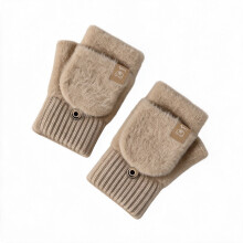 Gants d'hiver duveteux pour femme – Gants chauds sans doigts en fausse fourrure avec bouton et compatibles avec les écrans t
