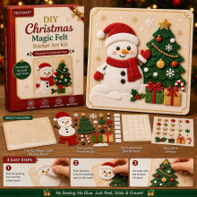 Kit de bricolage créatif de Noël en feutrine avec autocollants | Thème : Cadeaux | Activité manuelle réutilisable sans coutur