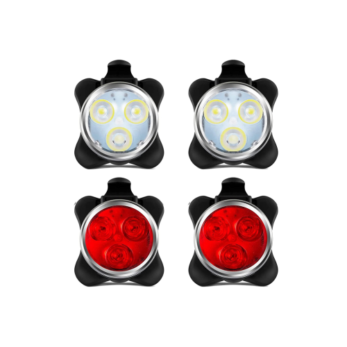 Ensemble de 4 éclairages de vélo rechargeables par USB, feux avant et arrière à LED