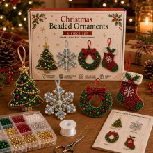 Kit de bricolage pour décorations de Noël en perles (2 ensembles) | Activité de Noël amusante à faire soi-même en famille et