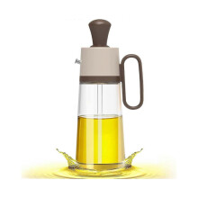 Flacon doseur en verre de 550 ml avec pinceau en silicone (marron), flacon distributeur d'huile d'olive avec compte-gouttes e
