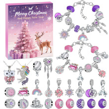 Kit de création de bracelets à breloques de Noël – Ensemble de bijoux de Noël à faire soi-même | Cadeau de Noël idéal pour l