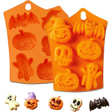 Halloween-Silikonformen, 2er-Set Halloween-Kürbis-Schokoladenformen, Totenkopf-Fledermaus-Kürbis-Geisterformen, DIY-Fondant-S