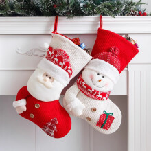 Grands sacs cadeaux 3D en forme de bas de Noël (Père Noël/Bonhomme de neige) | Décorations à suspendre pour la cheminée et le