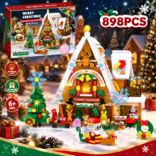Weihnachts-Adventskalender 2026 mit Lebkuchenhaus-Motiv – 898 Bausteine mit Lichtern, 24-tägige Überraschungsbox für Kinder