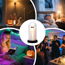 Leuchtender Geist in Glasglocke, Halloween-Dekorationsset mit leuchtendem Geist, niedlicher Geist mit Licht für Zuhause, Küch