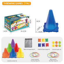 3-in-1 Wurfspiel-Set für Kinder – 6 Hütchen, Säckchen, Bälle & Ringe mit Aufbewahrungstasche | Sportspielzeug für drinnen un