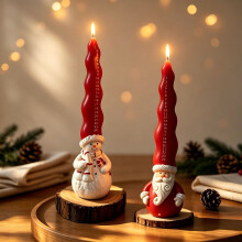 Adventskalender-Set | Weihnachtsmann-Schneemann-Kerzen | 24-tägiger Countdown | Geschenkbox mit Weihnachtsdeko