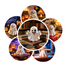 6 stuks schattige Halloween spookjes mini pennenhouder, cadeau voor vrienden, creatief en grappig bureau-accessoire