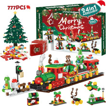 24-in-1 Weihnachtseisenbahn-Bauset (777 Teile) – Adventskalender-Box (31 x 6,8 x 24,5 cm), Weihnachtsgeschenk für Kinder ab